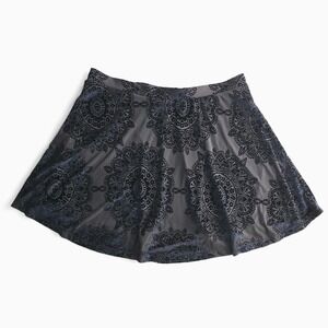 LA Hearts‎ Skirt Women's M Velvet Burnout Medallion Dark Navy/Purple Stretch